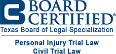 Texas Board of Legal Specialization board certified logo for personal injury and trial law