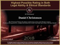 Award for Daniel Christensen for the highest possible rating in both legal ability & ethical standards